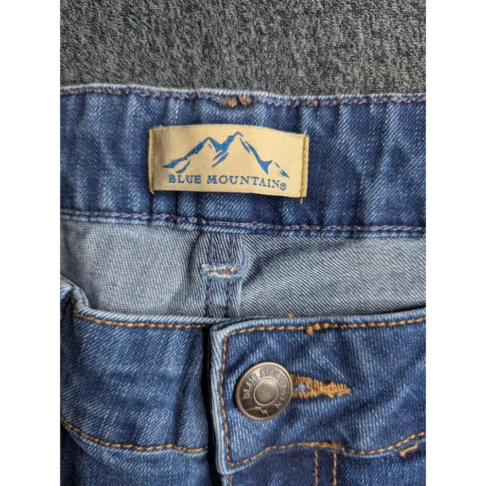 Blue Mountain Womens Straight Leg Jeans Medium‎ Wash Blue Denim Size 14 Stretch